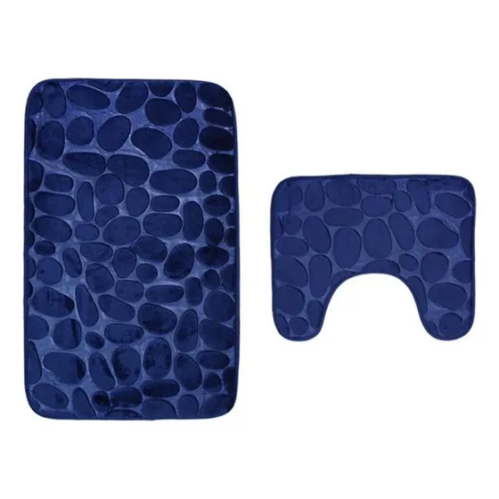 2 Alfombrilla Baño Poliester Extrapuervo Color Azul