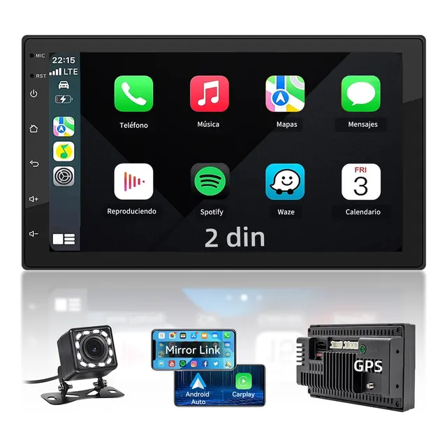 Auto Estéreo Mirrorlink Bluetooth Pantalla Android Y Cámara XPMOBQ Color Negro