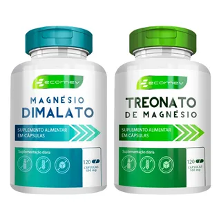Combo Magnesio Dimalato Treonato 500mg 240cp 100%puro Ecomev Combo Magnesio Dimalato Treonato 500mg 240cp 100%puro Ecomev