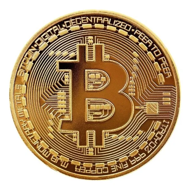 Moneda Bitcoin Metal Física Dorada Colección + Protector