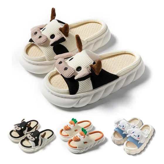 Pantuflas De Vaca Para Mujer Y Hombre Suaves Cómodas Lino