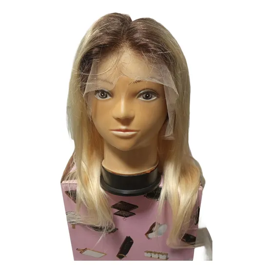 Peluca Cabello Natural/ Humano Rubia C/ Raíces. Encaje Rubio M