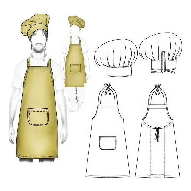 ( Moldes De Ropa)  Delantal Y Gorro De Cocina Acc 1715