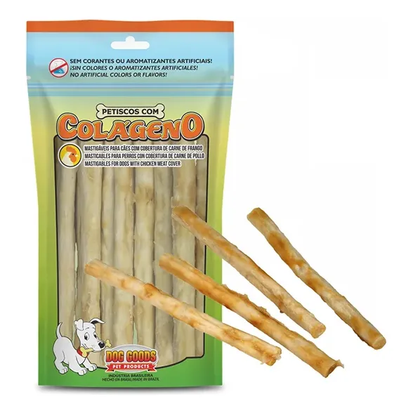 Snack Colágeno Perro Sabor Pollo Mini Rollos Paquete 10 Unid