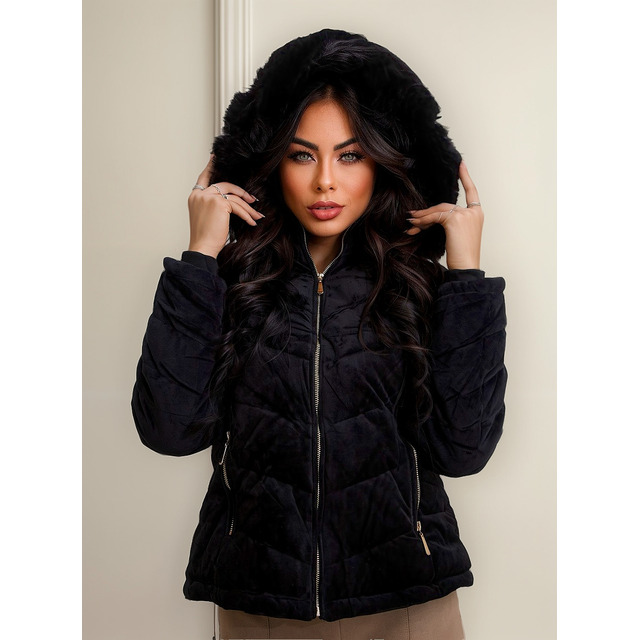Jaqueta Manga Longa Casaco Puffer Teddy Gominho Feminina