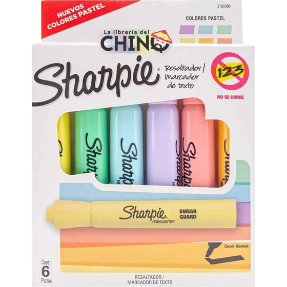 Set X6 Resaltadores Sharpie Accent Tank Colores Pastel 2023