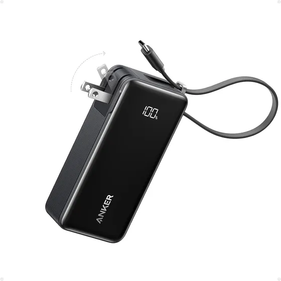 Batería Portátil 10000mah Con Usb-c Y Enchufe Plegable, 30w