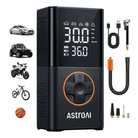 Bomba De Ar Portátil Astroai L7, Compressor Sem Fio Para Pneus De Carro E Bicicleta, 150 Psi Laranja-escuro 12v 60hz Bifásica