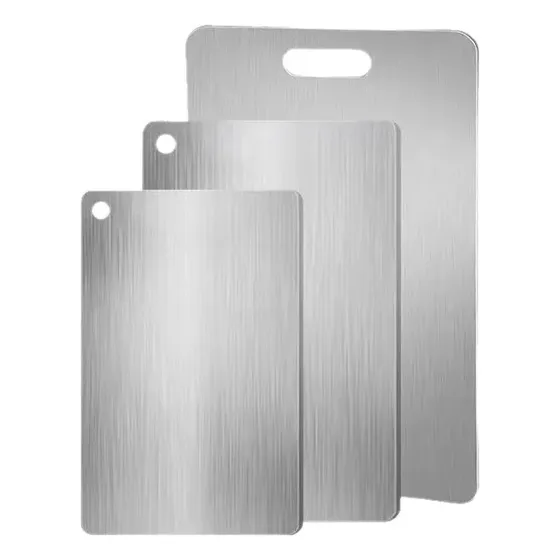 Jogo 3 Tábuas De Corte Aço Inoxidável 3pcs Cutting Board Prateado