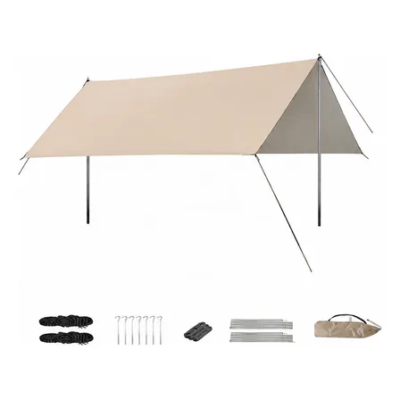 Tenda Gazebo Dobrável 4.5 X 4.5m Camping Portátil Tela Toldo Cáqui