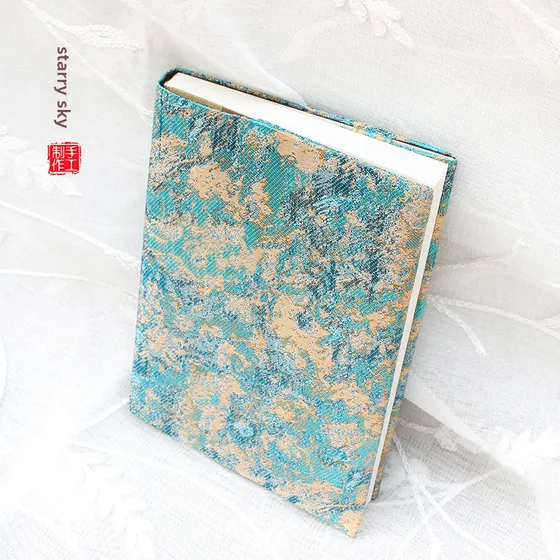 Capa De Livro A6 E Caderno - Tecido De Brocado Feito À Mão