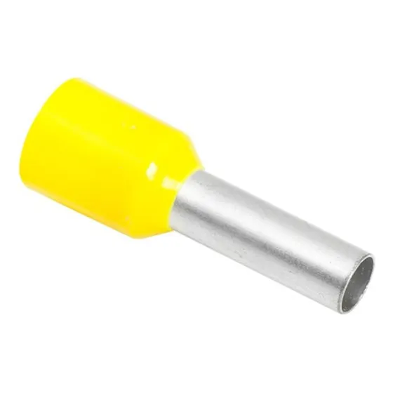 Terminal Tubular Ilhós Isolado 6mm Amarelo - 100un