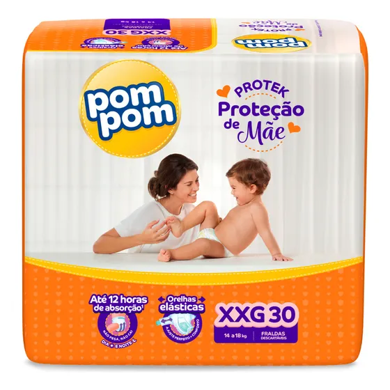 Fralda Pom Pom Protek Proteção De Mãe Mega Xxg 30 Unidades Gênero Sem gênero