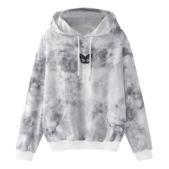 Sudadera Capucha Manga Larga Para Mujer Diseño Mariposa