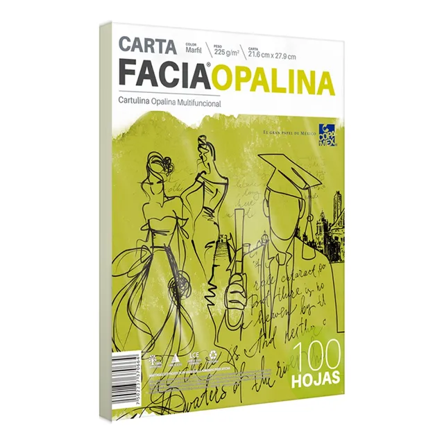 Papel Cartulina Opalina Carta Facia Marfil 100 Hojas 225gr