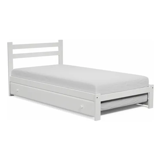 Cama 1 Plaza Color Blanco Con Carro Cama Ruedas 80 X 190cm