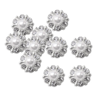 10 Botones De Perlas De Diamantes De Imitación, Plata 12 Mm 10 Botones De Perlas De Diamantes De Imitación, Plata 12 Mm