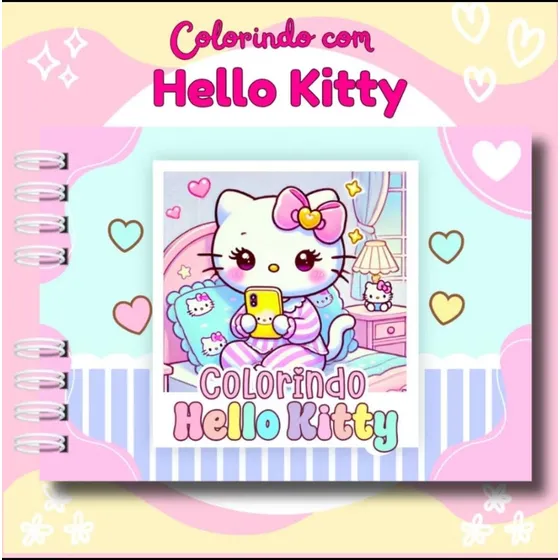 Livro De Colorir Hello Kitty Capa Dura Estilo Boobie Goods