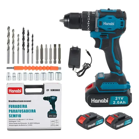 Parafusadeira Furadeira Brushless 21v 2 Baterias Portátil Cor Azul-petróleo Frequência 60hz