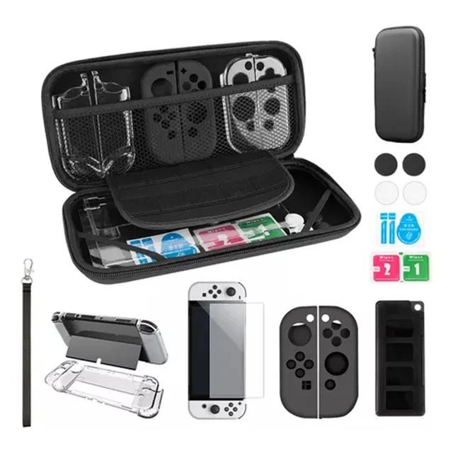Estuche Protector Para Nintendo Switch Oled Kit 17 En1 Funda