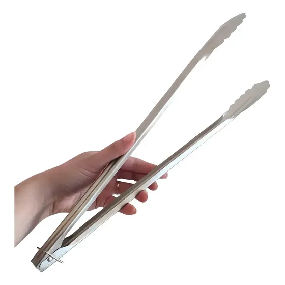 Pinzas Para Parrilla Profesional Acero Inoxidable 40cm 250gr Cocina Quincho Horno Freir Saltear