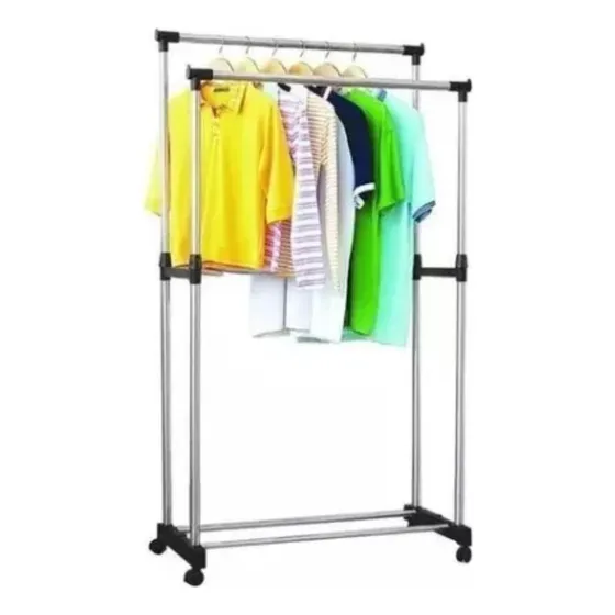 Tendedero De Ropa Doble Tendedero Metalico Organizador Color Gris