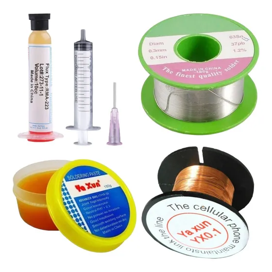 Kit Estaño Pasta Para Soldar Flux Liquido Hilo De Cobre 