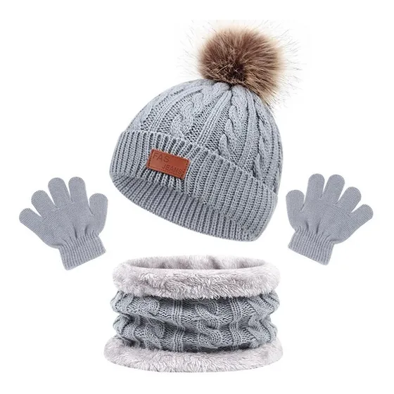 Kit Inverno Infantil Gorro Cachecol Luva Bebê Touca De Lã