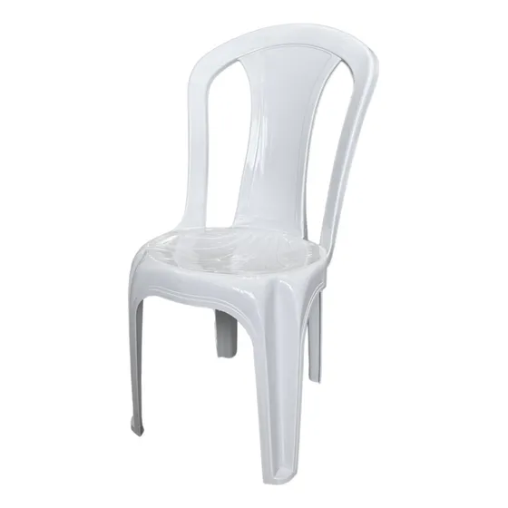 Prestmix Poltrona cadeira de plastico com braços reforçado cor branco lisa