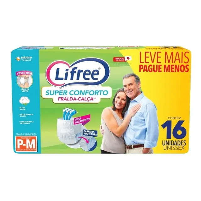 Fralda Calça Geriátrica Adulto Lifree  P/m Ou G/xg Com 16 Un