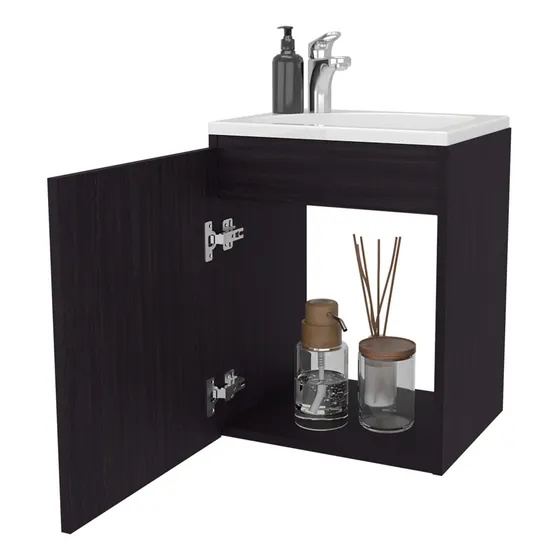 Mueble De Baño Saju 30x50x39 Rta Cantidad De Agujeros Para Grifería Un Agujero Bacha Blanco Mueble Wengue