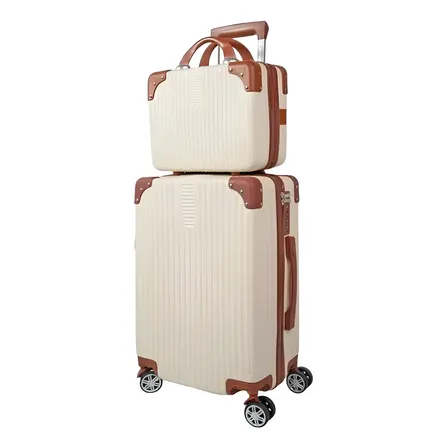 Mala De Pequena Miami + Frasqueira Com Alça Cor Bege Listras