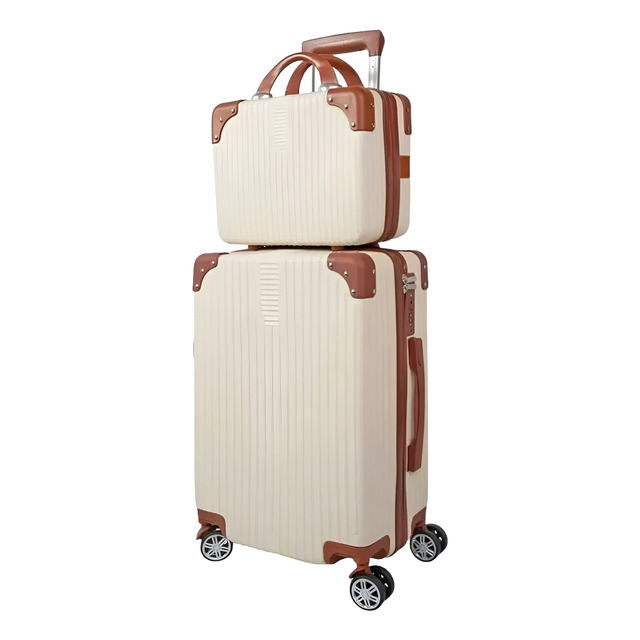 Mala De Pequena Miami + Frasqueira Com Alça Cor Bege Listras