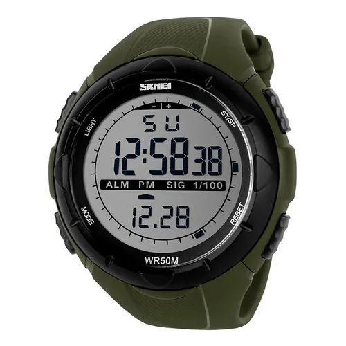 Reloj hombre Skmei 1025 digital alarma cronometro color de la malla verde