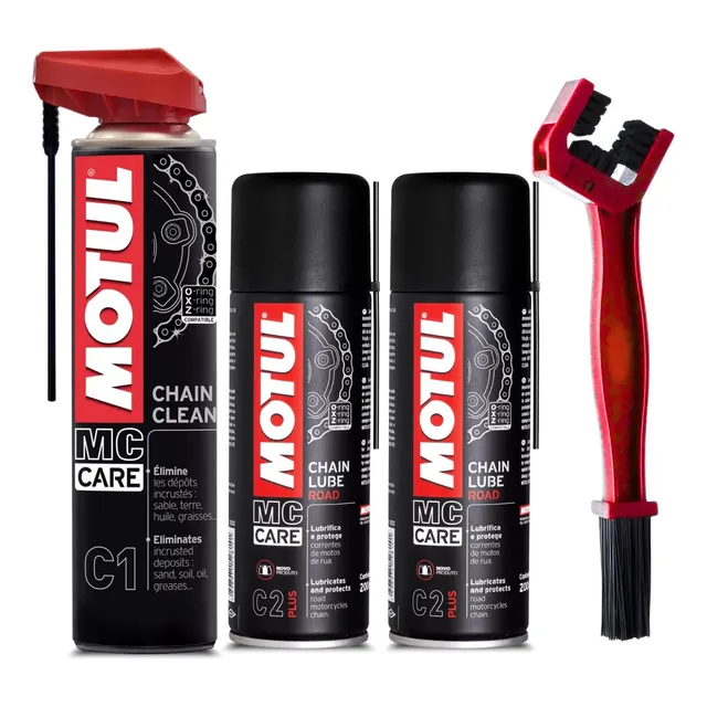 Kit Lubrificante Corrente Motul C1 +2 C2 Plus Chain + Escova