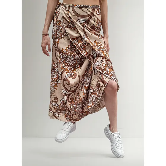 Pollera Pareo Mujer Lino Volado Maxipollera