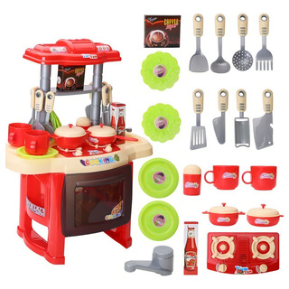 Cocinita Infantil Para Niñas Con Luz Y Sonido 24 Piezas Color Rojo Cocinita Infantil Para Niñas Con Luz Y Sonido 24 Piezas Color Rojo