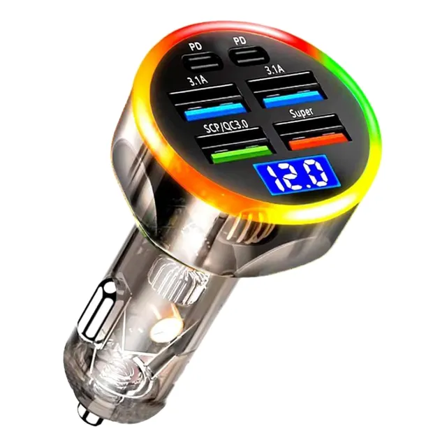 Cargadorfast Carro Voltímetro 6/1 Usb-pd Para iPhone/android