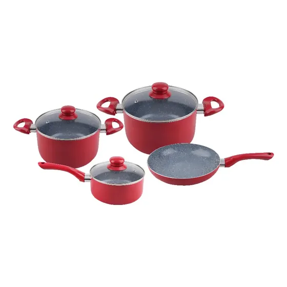 Juego De Batería Cuori 7 Piezas Fragola Cerámica Antiadherente Rojo | Cuotas sin interés