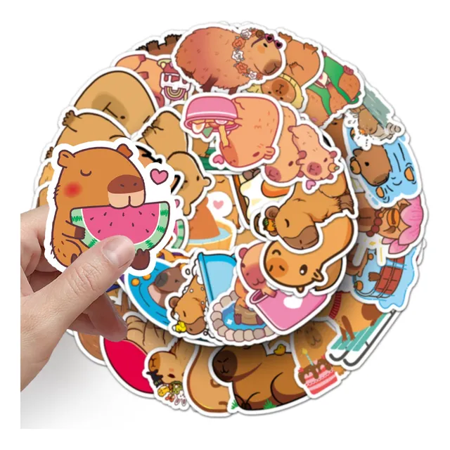 Set 50 Stickers Adhesivos Capibara B Gran Calidad Toy Store