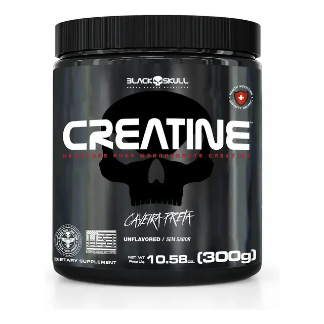 Creatina Monohidratada Black Skull 300g Sem Sabor