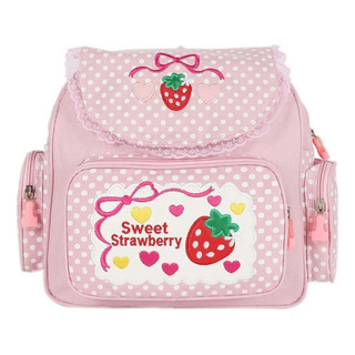 Lj Mochila De Estudiante De Encaje Bordado Con Frutas De Fresa Lj Mochila De Estudiante De Encaje Bordado Con Frutas De Fresa