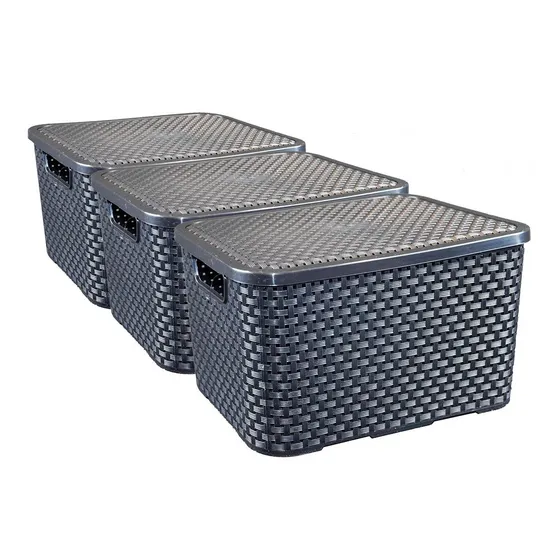 Set 3 Cajas Organizadoras Simil Rattan 20 Lts Arqplast