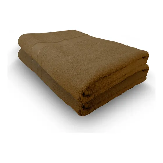 Toalla De Baño Extragrande De Algodón Gila Essentials 2 Pzas Color Arena Liso
