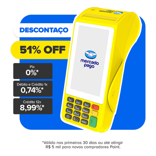 Maquininha De Cartão Mercado Pago Point Pro 3 Claro 127/220v Maquininha De Cartão Mercado Pago Point Pro 3 Claro 127/220v