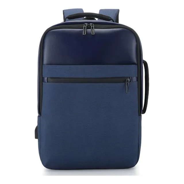 Mochila Grande Unisex Con Compartimento Para Laptop Color Azul Diseño De La Tela Lisa