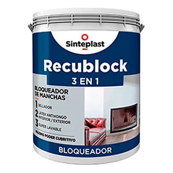 Recublock Bloqueador Sellador Humedad 3 En 1 Sinteplast 4lts Blanco Mate
