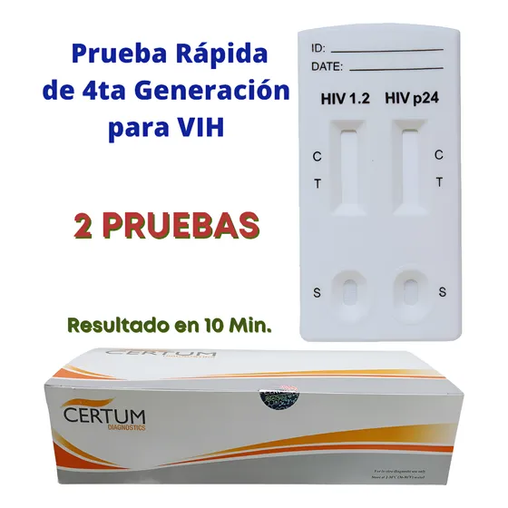 Kit Vih Prueba Rápida 4ta Generación Certum Kit De 2 Pruebas