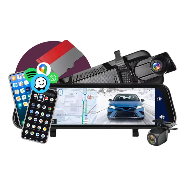 Multimídia Retrovisor A-auto Câmera Dupla 4k C-play Sd 64gb
