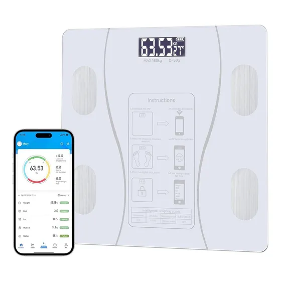Escala De Grasa Corporal Inteligente Recargable Para Android Blanco
